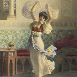 An Oriental woman dancing
